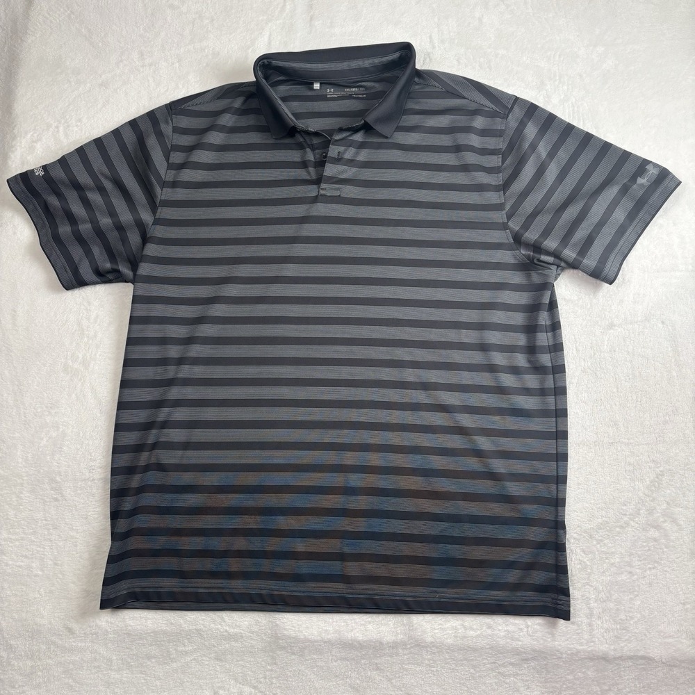 Under Armour Loose HeatGear Grey Short Sleeve Collared Polo Golf Shirt Men's 2XL
